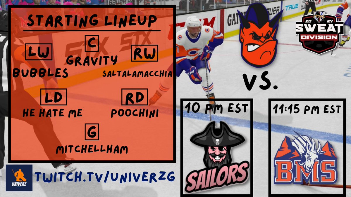 Season 7 starts tonight for your Comic Clowns! Here is our lineup for our doubleheader against the <a href="/EASHLsailors/">Sailors</a> and <a href="/bmsgoatseashl/">BMS GOATS</a> with Jmil sliding in against the Goats. Stream at twitch.tv/univerzg