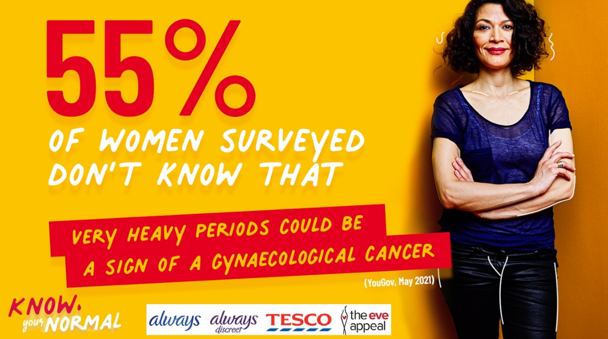 Sharon Hodgson (@sharonhodgsonmp) on Twitter photo 55% of women aren't aware that very heavy periods could be a sign of gynaecological cancer.
<a href="/eveappeal/">The Eve Appeal</a> <a href="/Always/">Always</a> <a href="/AlwaysDiscreet/">Always Discreet</a> & <a href="/Tesco/">Tesco</a> are raising awareness of abnormal bleeding in their #KnowYourNormal campaign.
Find out more: bit.ly/2S38tHW 55% of women aren't aware that very heavy periods could be a sign of gynaecological cancer.
<a href="/eveappeal/">The Eve Appeal</a> <a href="/Always/">Always</a> <a href="/AlwaysDiscreet/">Always Discreet</a> & <a href="/Tesco/">Tesco</a> are raising awareness of abnormal bleeding in their #KnowYourNormal campaign.
Find out more: bit.ly/2S38tHW