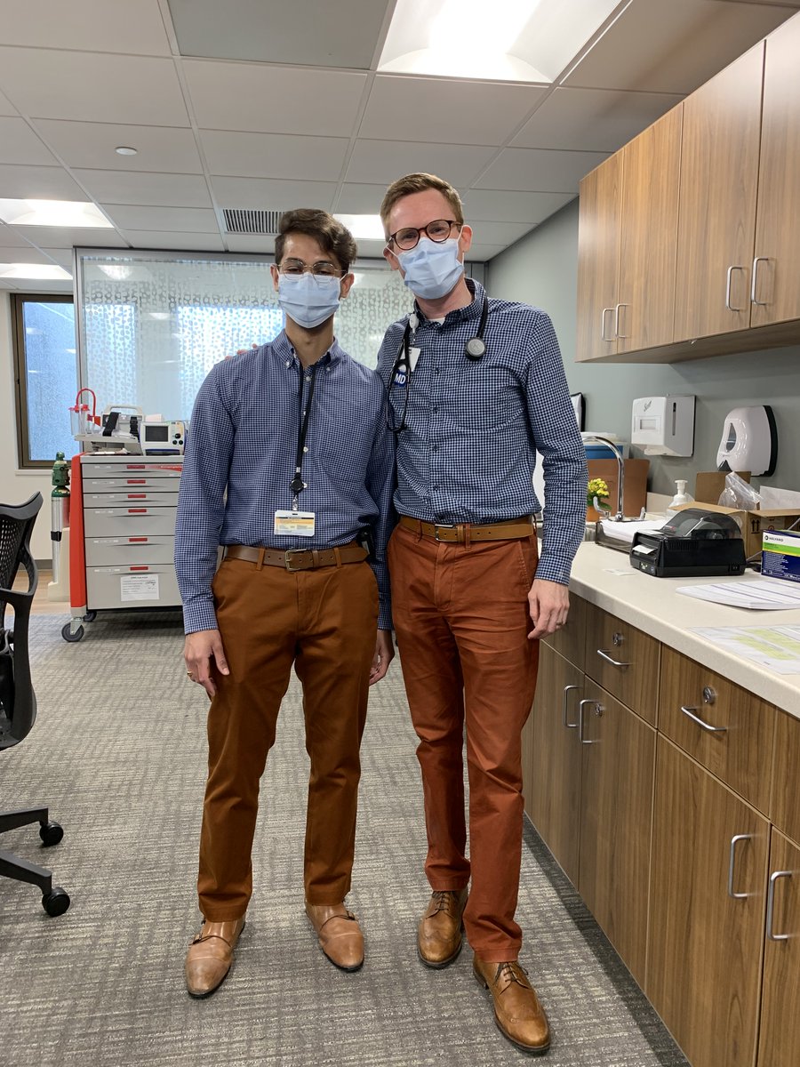 Here at AuroraIM, we even have similar fashion sense! you never know when you’ll come to work accidentally matching your program director ..... 
Like our intern here, Aashish, with our very own PD, Dr. Hamel