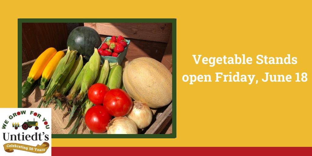 A true sign of summer.....vegetable stands open this Friday, June 18th! You'll find homegrown tomatoes, grape tomatoes, cucumbers, zucchini, strawberries and more! #untiedts #farmfresh #summer #shoplocal #farmtotable