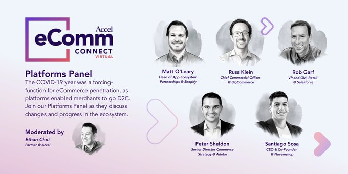 peter_sheldon's tweet photo. Join me this morning @ 11.10am PST for #eCommConnect2021 with @accel & @EthanChoi7 - I'll be joining a discussion on how eComm platforms are enabling merchants to go D2C with @Shopify, @CommerceCloud, @Nuvemshop & @shoplineapp | Register now: https://t.co/mmAjBkqCrI https://t.co/WWM0gUrwHM
