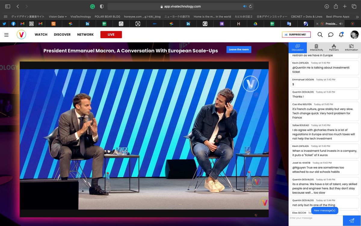 Nobi Hayashi 林信行 英語でフランス語であらゆるレベルの質問に縦横無尽に応える宰相に 同じ壇上で聞いている成功しているアントレプレナーが男性も女性も魅了され 惚れちゃっている様子で見ている 国のトップが 言い訳がましいおじいさんでなくてもok