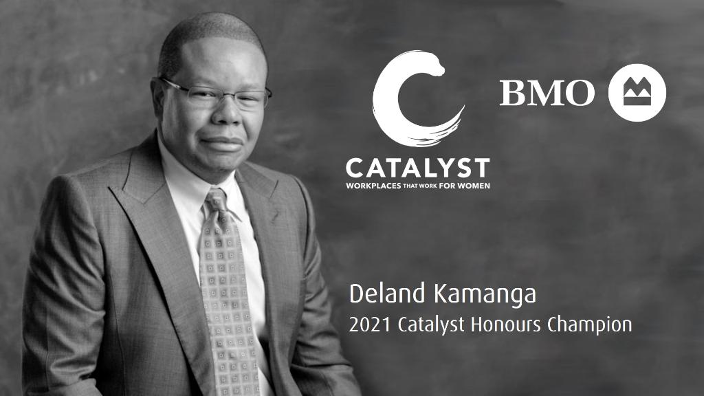 Congrats Deland for the 2021 <a href="/CatalystInc/">CatalystInc</a> Honours Champion award and your work advancing the inclusion of women and diversity at <a href="/BMO/">BMO</a>. Proud to have you as a partner and friend.