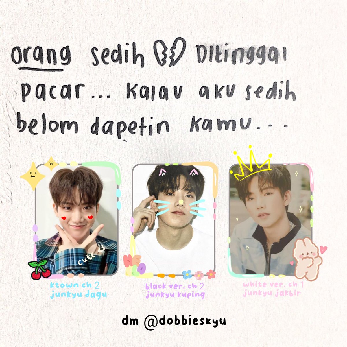 dobbieskyu's tweet photo. @teumarkets Yuk seller gedor dm ku 😘 https://t.co/aXmAr9t46N