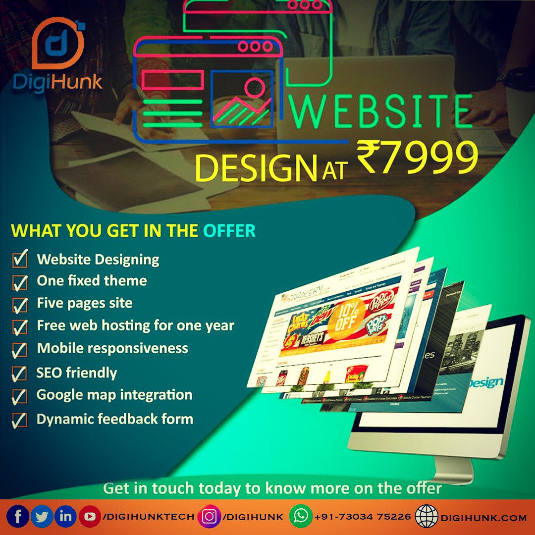 digihunktech's tweet image. Need website for your business? Call/Whatsapp: +91-7303475226 or visit digihunk.com
#webdesignoffer #webdesignagency #webdesigncompany #webdesigner #webdesignerindia #webdesigncompany #webdevelopmentcompany #appdevelopmentcompany #digitalmarketingagency