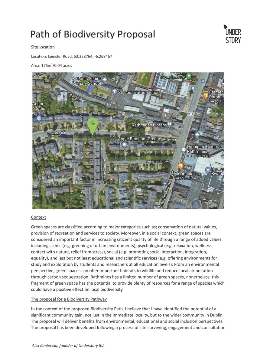 Understory_ie's tweet photo. Alex, the founder of Understory,  has prepared a proposal to develop the green space alongside the #rathmineslibrary on #leinsterroad. Installations include wildlife food and shelter and educational elements. The first draft is available to view below. https://t.co/a6hrFrnoxr