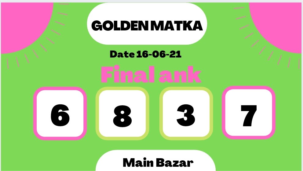 kalyancharts's tweet photo. Golden Matka Free Satta Tips Today Satta Matka Game ✓ [ Main Bazar ] ✓
#GoldenMatka #Goldensatta #Goldenmatkajodi #Sattamatka #Mumbai #Goa #Karnatak #Pune #Sattaking #Up #Delhi #Onlinesatta https://t.co/8BvyKr5mxA