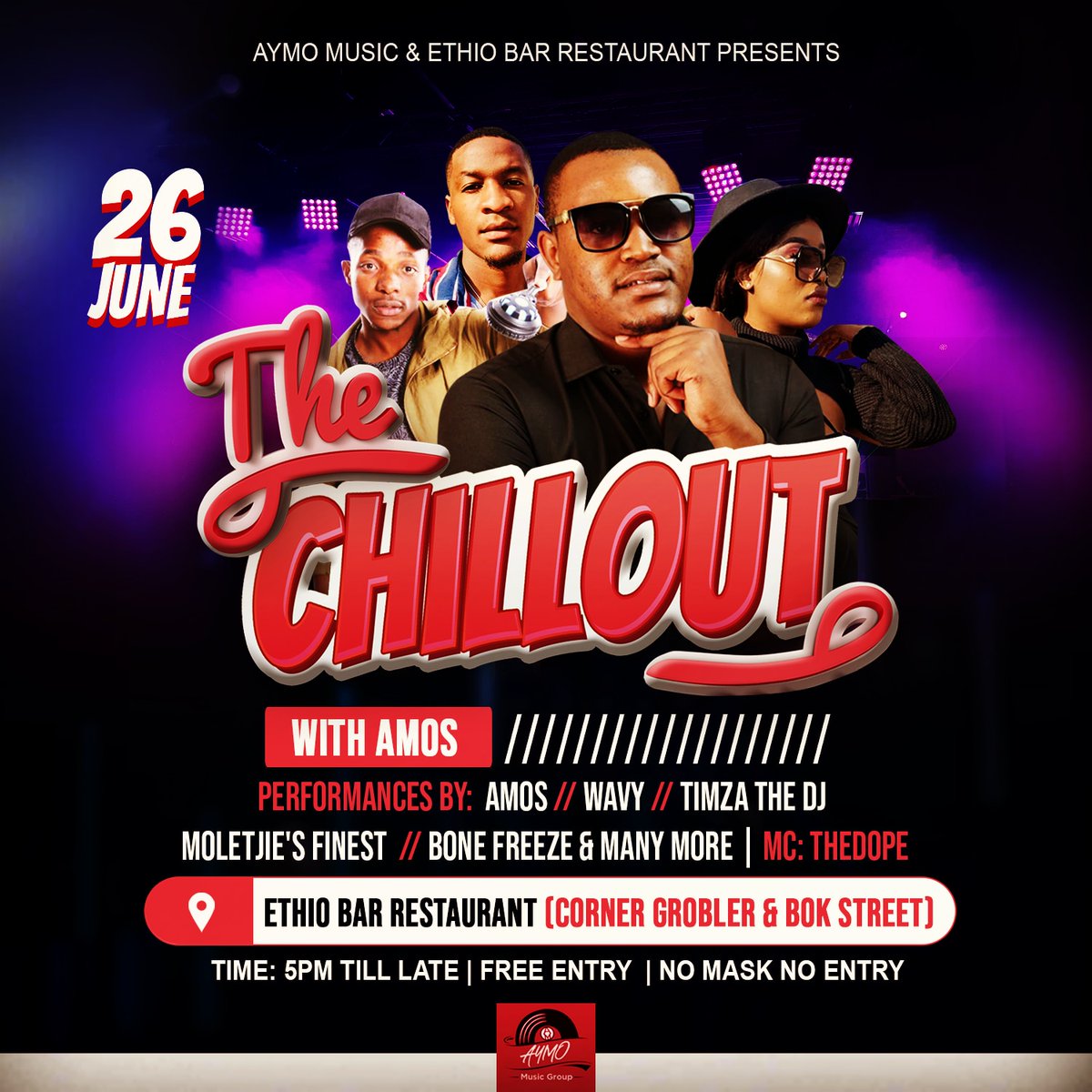 amosthesinger's tweet photo. Allow me to present to you all "THE CHILLOUT" in partnership with Ethio CarWash Bar & Restaurant (A brand new place in Polokwane) on the 26th of June. Entrance is FREE!!!
#TheChillout https://t.co/yGI9U5UD6b