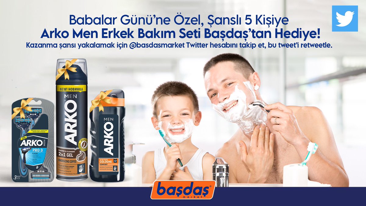 Başdaş Market (@basdasmarket) on Twitter photo Babalar Günü’ne özel, şanslı 5 kişiye Arko Men Erkek Bakım Seti Başdaş’tan hediye!
Katılım Şartları:
1-<a href="/basdasmarket/">Başdaş Market</a> Twitter hesabını takip et,
2- Bu tweet’i retweetle.
Tüm katılımcılara bol şans!
Kazananlar 21 Haziran Pazartesi günü açıklanacaktır.
#babalargünühediyesi #başdaş Babalar Günü’ne özel, şanslı 5 kişiye Arko Men Erkek Bakım Seti Başdaş’tan hediye!
Katılım Şartları:
1-<a href="/basdasmarket/">Başdaş Market</a> Twitter hesabını takip et,
2- Bu tweet’i retweetle.
Tüm katılımcılara bol şans!
Kazananlar 21 Haziran Pazartesi günü açıklanacaktır.
#babalargünühediyesi #başdaş
