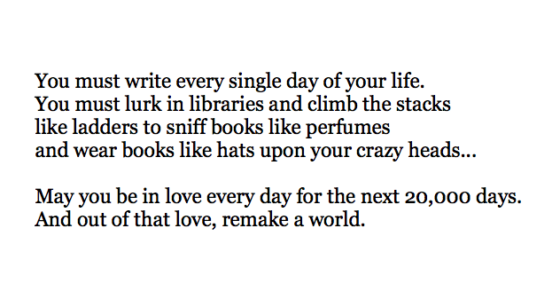 MayaCPopa's tweet photo. "May you be in love every day for the next 20,000 days. And out of that love, remake a world.”

Words to live by via Ray Bradbury: https://t.co/BOLqIeAeWb