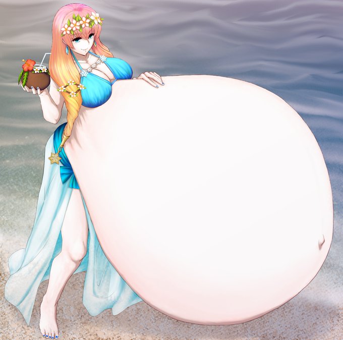 #夏だし水着絵載せようぜ 
It's summer, let's put up some swimsuit pictures. 

夏の入道雲のようにお腹盛ってる率高めです。
I have a high rate of belly that are heaping up like summer's cumulonimbus. 