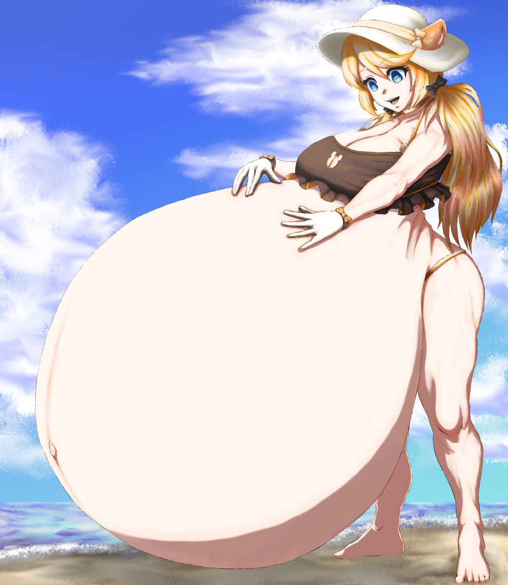 #夏だし水着絵載せようぜ 
It's summer, let's put up some swimsuit pictures. 

夏の入道雲のようにお腹盛ってる率高めです。
I have a high rate of belly that are heaping up like summer's cumulonimbus. 