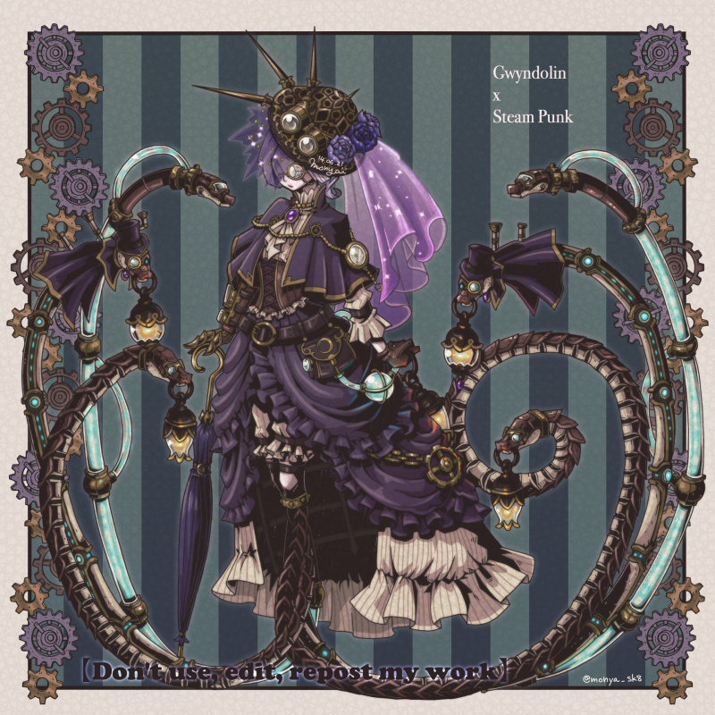 もにゃ ６月のドリンちゃんはスチームパンク デーに絡めてみました 膝下からヘビになってる男の娘神様とか本当最の高 今回はあえて膝出し おまけは少し大きめサイズでマスク差分とヴェールなし差分です T Co K1ozlmu6qz Darksouls も