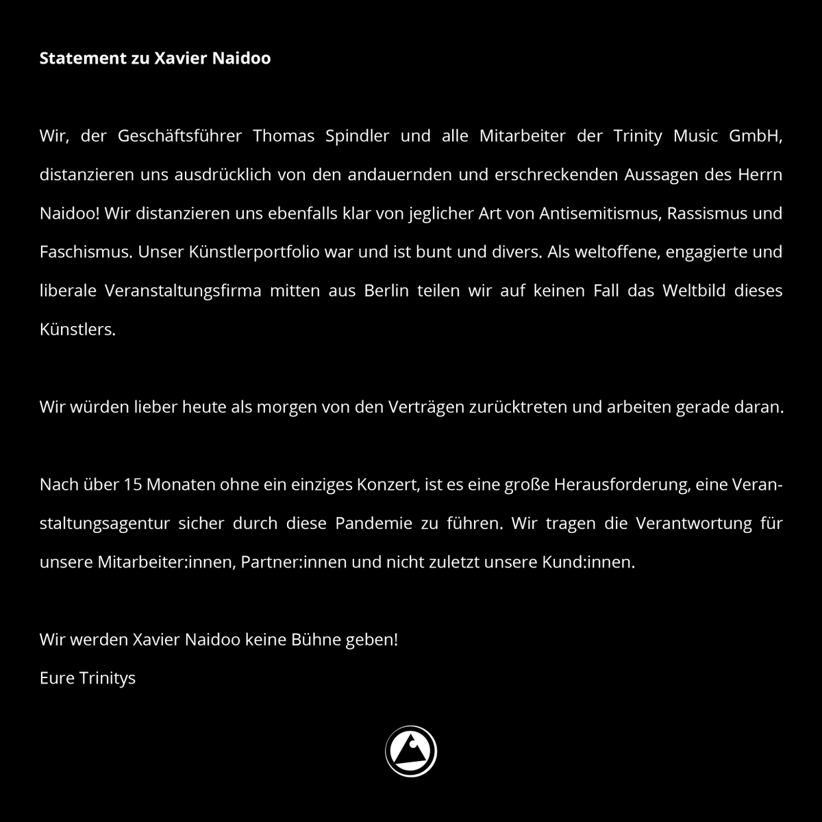 Statement zu #xaviernaidoo