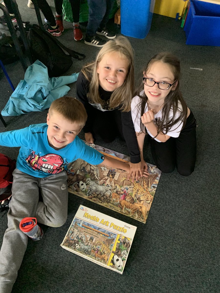 MissMclellandBX's tweet photo. These 3 helpful pupils made this jigsaw to check if all the pieces were there or not... It took a while, the team work was strong, but in the end... One missing piece 🧩💔. Full of smiles though and nothing a hand can’t cover 😏 #BPSTeamwork https://t.co/yXK369tulA