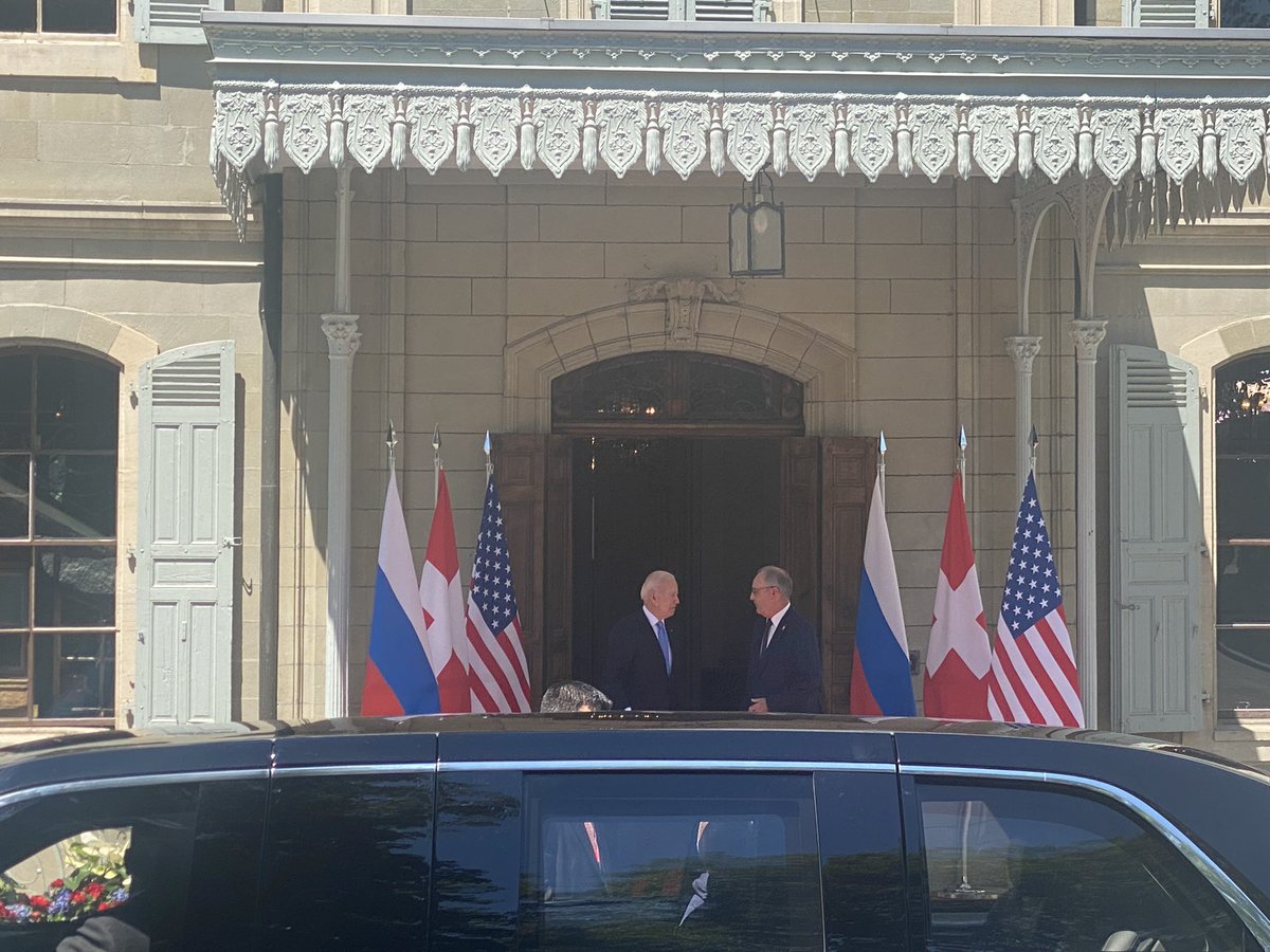 Yamiche's tweet photo. President Biden has arrived at the summit greeted also by the president of Switzerland. https://t.co/wFYA1rjF5r