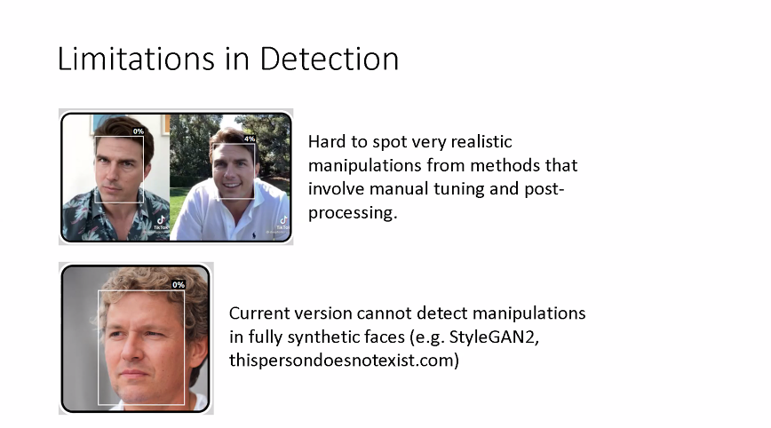 WeVerify's tweet photo. Challenges and limitations of what the @meverteam is working on when it comes to #deepfake detection, outlined by @sympap at #WeVerifyWS https://t.co/GrfSH9rgvB