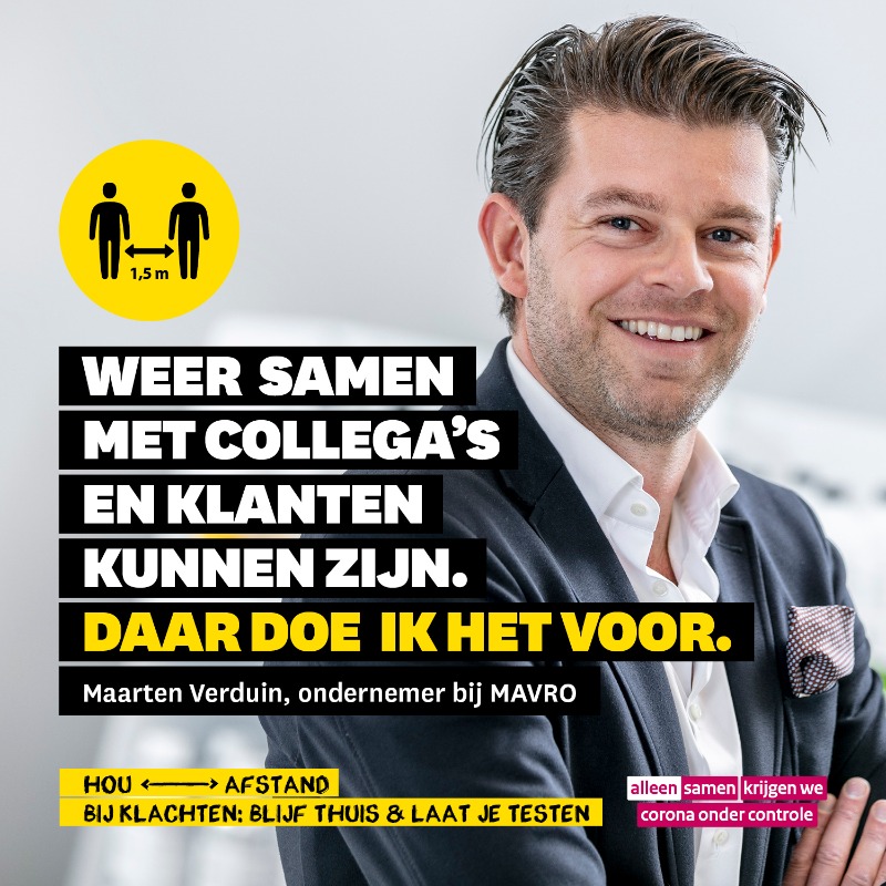 Ministerie_EZK's tweet photo. 💬 "Weer samen met collega's en klanten kunnen zijn."

Juist nu meer kan, blijven ondernemers de coronamaatregelen en basisregels volgen om verspreiding van corona te voorkomen. Zo wordt stap voor stap steeds meer mogelijk.

Waar doe jij het voor?

#Daardoeikhetvoor