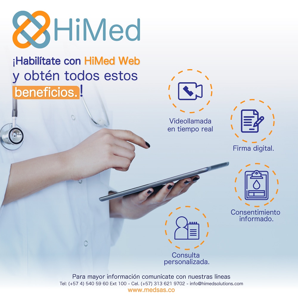 himedweb's tweet photo. ¡Habilítate con HiMed Web y obtén todos estos beneficios en telemedicina interactiva que tenemos para tí! 👨🏻‍⚕️👩🏼‍⚕️

Para mayor información comunícate con nosotros: 

🔗 https://t.co/m8XsUH9dm8
📨 info@himedsolutions.com
📞 (+4) 5405960 ext 100
📱 (+57) 313 621 9702 https://t.co/hFlEGWoo7a