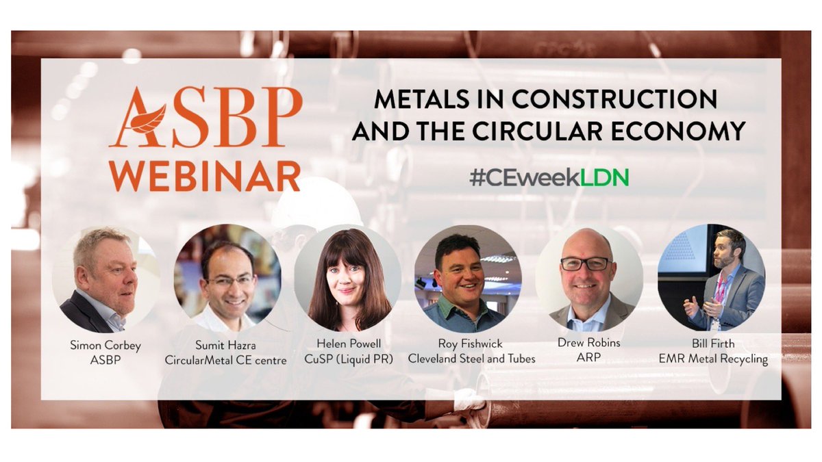 asbp_uk's tweet photo. It’s #CircularEconomy Week London! #CEweekLDN
Join us Thursday 17th June @ 13.00 BST for #BuildCircular talks & discussions on Recycling and #Reuse of metal construction products.
Speakers include Roy Fishwick of Cleveland Steel & Tubes on steel #ReUse
https://t.co/s1msUyybEp https://t.co/GViRFjBmPh