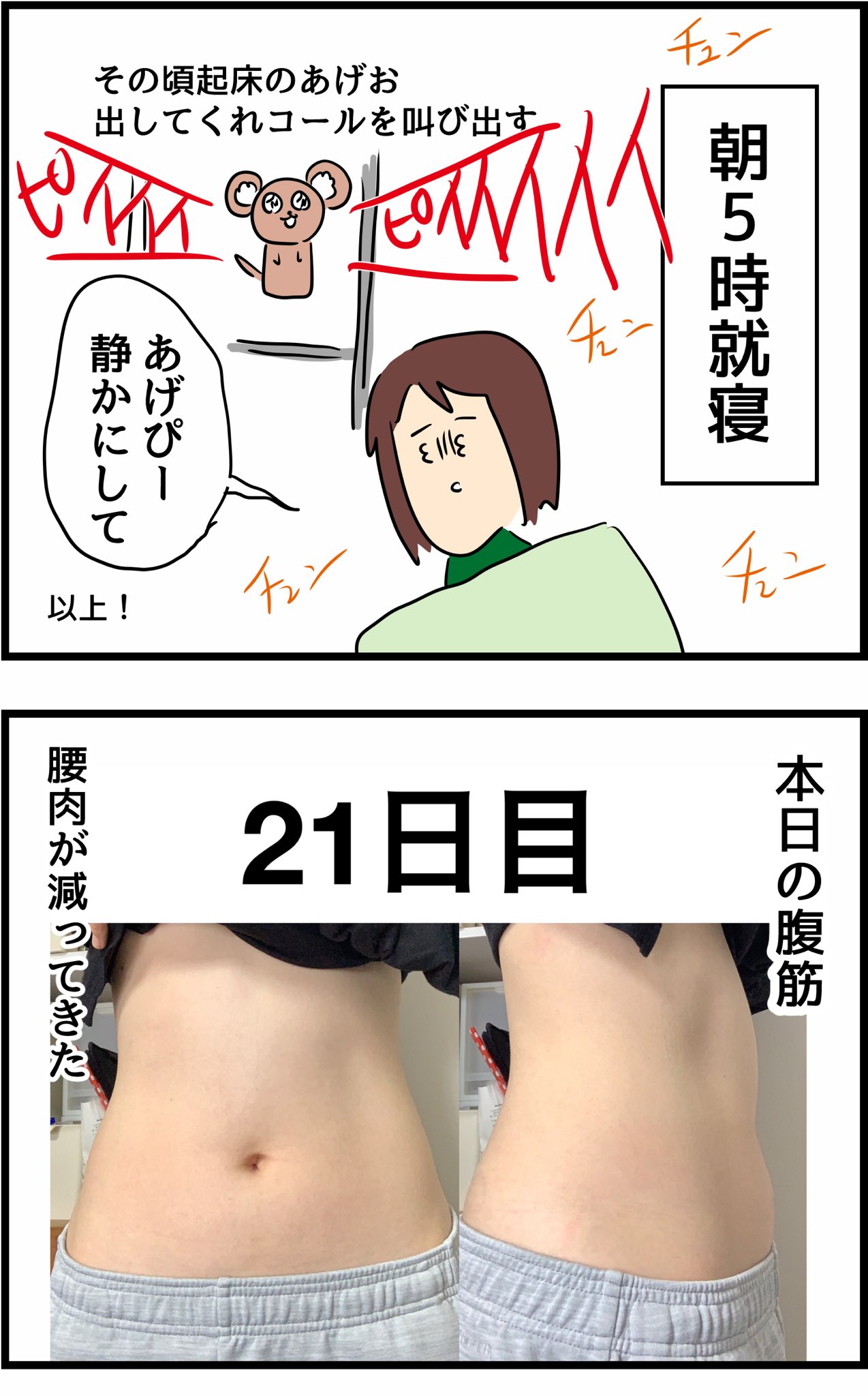 人間まお 5 5コミティアo10b 30日後に腹筋割れる女 21日目 腹筋割れるまであと9日 T Co Wc9ypq2qau Twitter