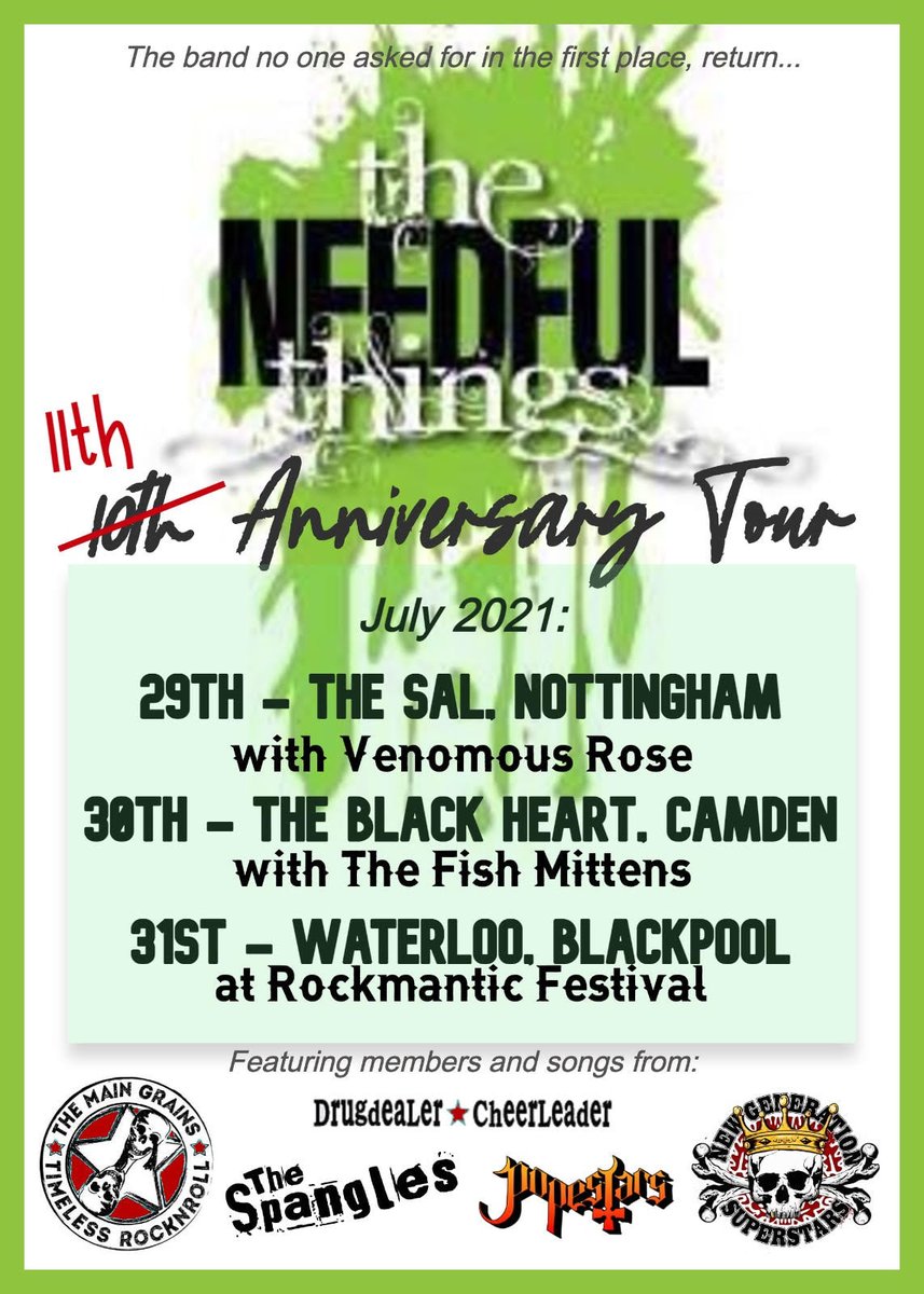 laney74's tweet image. Gonna be doing some shows! Some ACTUAL shows... NEXT MONTH! Come see me and The @NeedfulThingsUK featuring @IanGSlack @benmarsdenmusic @ajnewgen @Yellowxander in Nottingham, London &amp;amp; Blackpool!