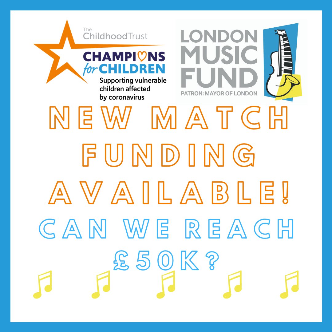London Music Fund (@londonmusicfund) on Twitter photo Our <a href="/BigGive/">Big Give</a> #ChampionsforChildren campaign has been extended to 22 June!
We are delighted to share that - with huge thanks to our generous match-funding donors - we can now increase our target to £50,000. All donations will now be DOUBLED until 22 June! donate.thebiggive.org.uk/campaign/a0569… Our <a href="/BigGive/">Big Give</a> #ChampionsforChildren campaign has been extended to 22 June!
We are delighted to share that - with huge thanks to our generous match-funding donors - we can now increase our target to £50,000. All donations will now be DOUBLED until 22 June! donate.thebiggive.org.uk/campaign/a0569…