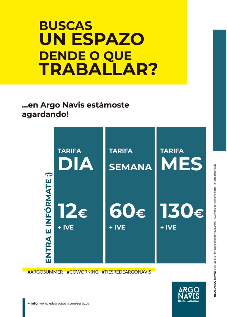 redeargonavis's tweet photo. Buscas un espazo dende o que #teletraballar en #Bueu? Comeza o verán en @redeargonavis ! Reserva xa o teu espazo de traballo xunto ao mar! 
Contacta en ➡️ info@redeargonavis.com ⬅️
Agardámoste!🌊☀️💻
#argosummer #coworking #coworkingbythesea https://t.co/8uqlftIjm7