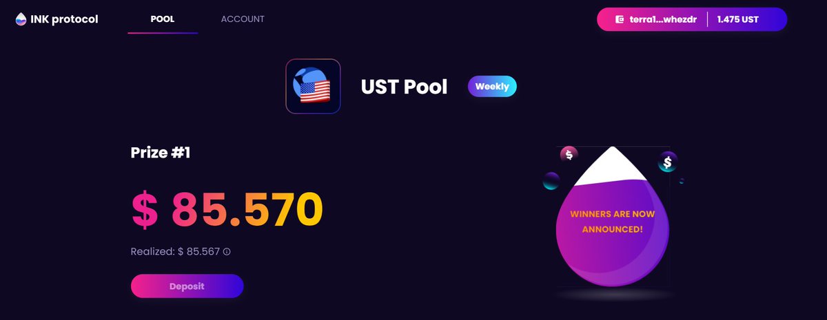 InkProtocol__'s tweet photo. /1/ Congratulation!🎉 [Mainnet]
No more draws on mainnet until audit result is out🍀

This week grand prize amounted of $23.35 goes: 
🏆terra1...s5scva

And other 4 artists are awarded with $15.57:

terra1...s5scva
terra1...63jhya
terra1...udfc0l
terra1...s5scva

#Inkprotocol https://t.co/LAtnloz4sY