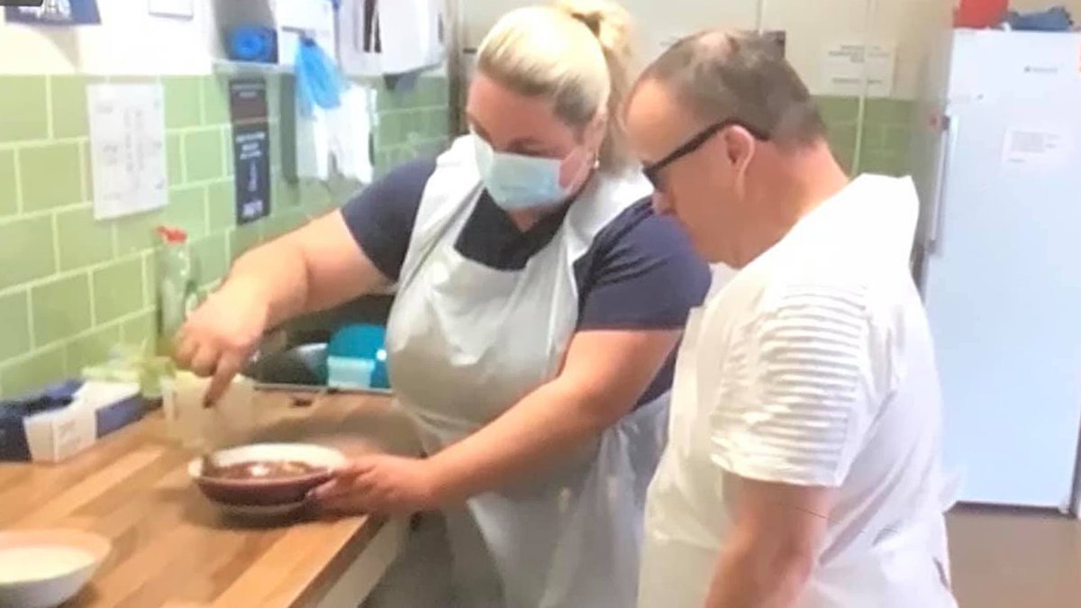 AspireCBS's tweet photo. We've been so busy enjoying ourselves during #LeedsLearningDisabilityWeek that we haven't had time to post about it!!  Congratulations to Trevor, Kelly and Heather who were supported to present brilliant live baking demonstrations throughout the day on Monday. #GBBO https://t.co/6P5x0LjIyJ