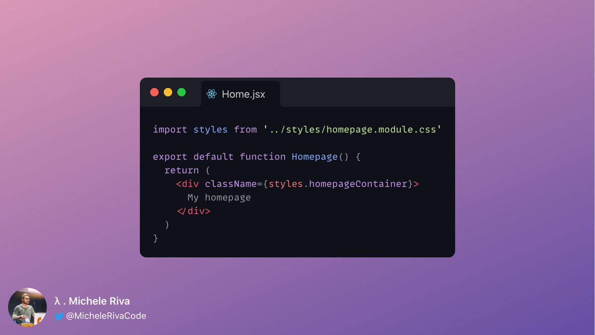 MicheleRivaCode's tweet image. CSS Modules.
Just rename your .css files with the .module.css suffix, and you're ready to import them inside of your JSX files!
Learn more about #CSSModules: github.com/css-modules/cs…