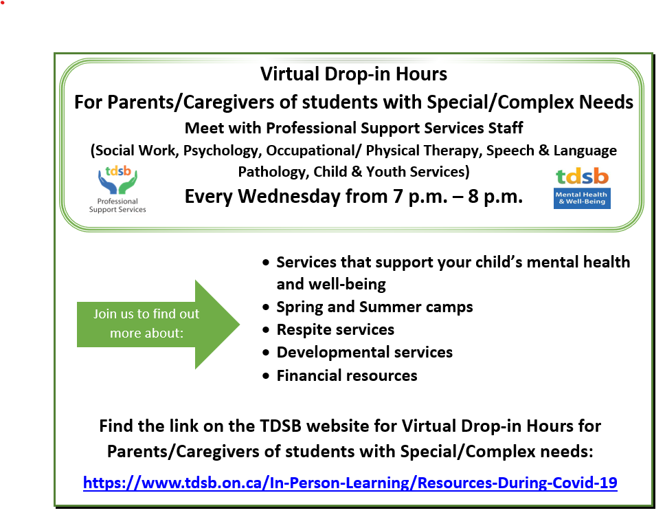 TDSB Well-Being (@tdsb_mhwb) on Twitter photo 🔔Tonight from 7-8pm, <a href="/tdsb/">Toronto District School Board</a> Professional Support Services staff will be online to offer mental health & well-being supports & resources to parents/caregivers of special/complex needs students. Join us: tdsb.on.ca/In-Person-Lear… 🔔Tonight from 7-8pm, <a href="/tdsb/">Toronto District School Board</a> Professional Support Services staff will be online to offer mental health & well-being supports & resources to parents/caregivers of special/complex needs students. Join us: tdsb.on.ca/In-Person-Lear…