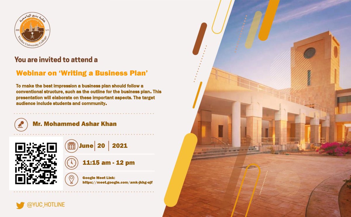 Workshop Invitation- Writing a Business Plan  venue : meet.google.com/amk-jkhg-ujf