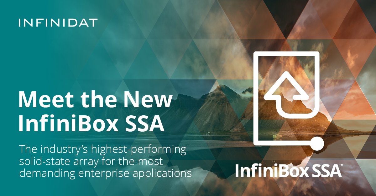 Infinidat's tweet photo. There’s a new addition to the InfiniBox® family! The InfiniBox SSA™ delivers ultra-high performance for the most demanding enterprise applications, with the same customer experience, 100% availability and reliability you’ve come to expect from InfiniBox®. https://t.co/u7gCJCm4kd https://t.co/L8pJkLZO3F