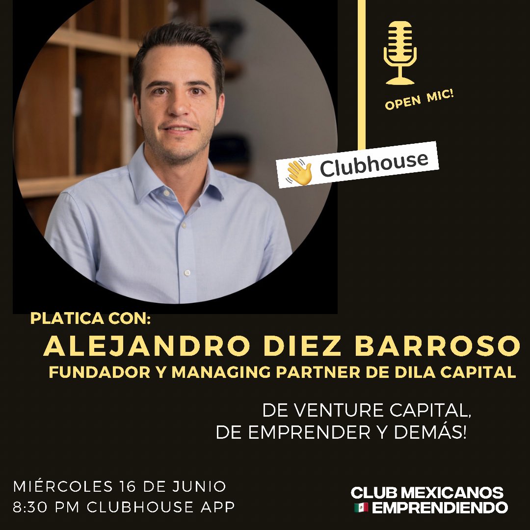 lalaelizondo's tweet photo. Únete a la conversación HOY“🚀de VC, de emprender y demás! Con @adiezbarroso de @DILAcapital @HR_1, @fefsilvaa, @OshcarJR y Mexicanos Emprendiendo @mxemprendech HOY miércoles 16 Jun a las 8:30 p.m. CDT on @clubhouse. Join us! https://t.co/PQKwh9tiv6 https://t.co/i2VTNYFgM2