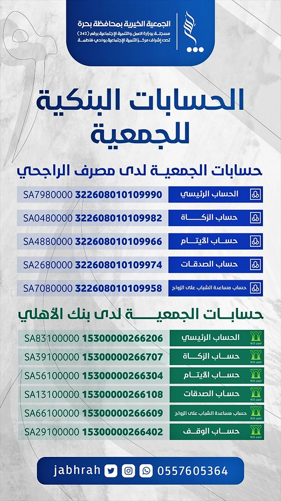 jabhrah's tweet photo. (قليل دائم خيرٌ من كثير منقطع )
#صدقه_جاريه
 الان اشترك في رسائل SMS 
 40 هلله يوميا فقط 🌿🌾
تدعم بها مشاريع #جمعية_يُسر
تطعم بها فقيرا وارملةً ويتيماً ومسكينا.
وتكسو بها محتاجا 👔
تكون لك #اجرٌ دائم 
اجعلها عنك وعن والديك واهلك
ارسل ( 1 ) الى 5388
لجميع عملاء شركات الاتصالات https://t.co/gpVrBGq7gU