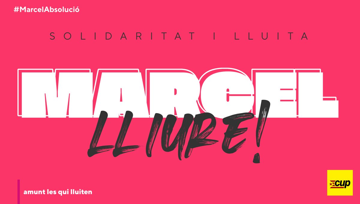 cupnacional's tweet photo. Avui i sempre amb en @MarcelVR1 davant la condemna salvatge i cruel de 5 anys de presó.

Mobilitzem-nos! Marcel lliure, lliures totes! https://t.co/FSGVU1vfC2