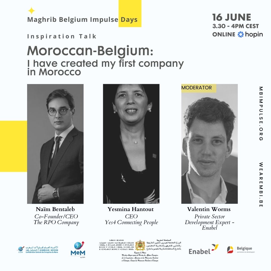 wearembi's tweet photo. STARTING SOON: 15:30 - 16:00
https://t.co/TKsQrZc9xg
MOROCCAN-BELGIUM: I HAVE CREATED MY FIRST COMPANY IN MOROCCO
MBI ambassadors Naïm Bentaleb and Yesmina Hantout talk about their journey and experience setting up their business in Morocco.
#mbi #wearembi #mbidays https://t.co/8inBLATGiU