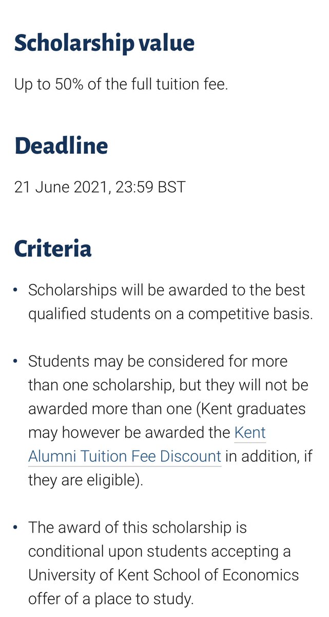 BTDTHub's tweet photo. #Scholarship
#UnitedKingdom🇬🇧 
#BTDTOpportunities

Scholarship for MSc Development Economics at the University of Kent  

Deadline: 21 June 2021 
                  
To Apply: 

https://t.co/C4lrrYadUd https://t.co/KqDwhFeRxc