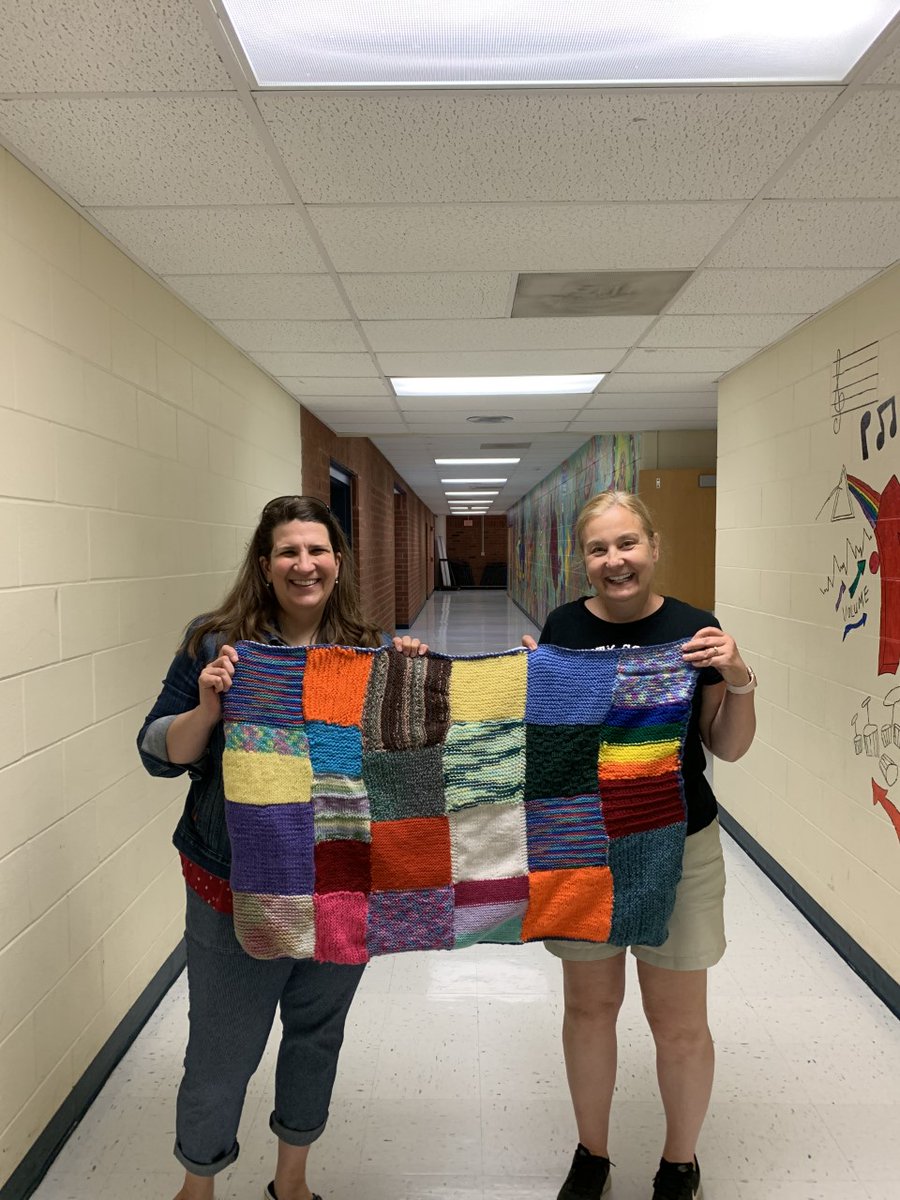 Here is a picture of the lap blanket that was made from the squares that Knitting Club made.  It is being donated to the Wesley Nursing Home.  
 
Best wishes to Mrs. Otswald in retirement and thank you for running this club for kids over the years!