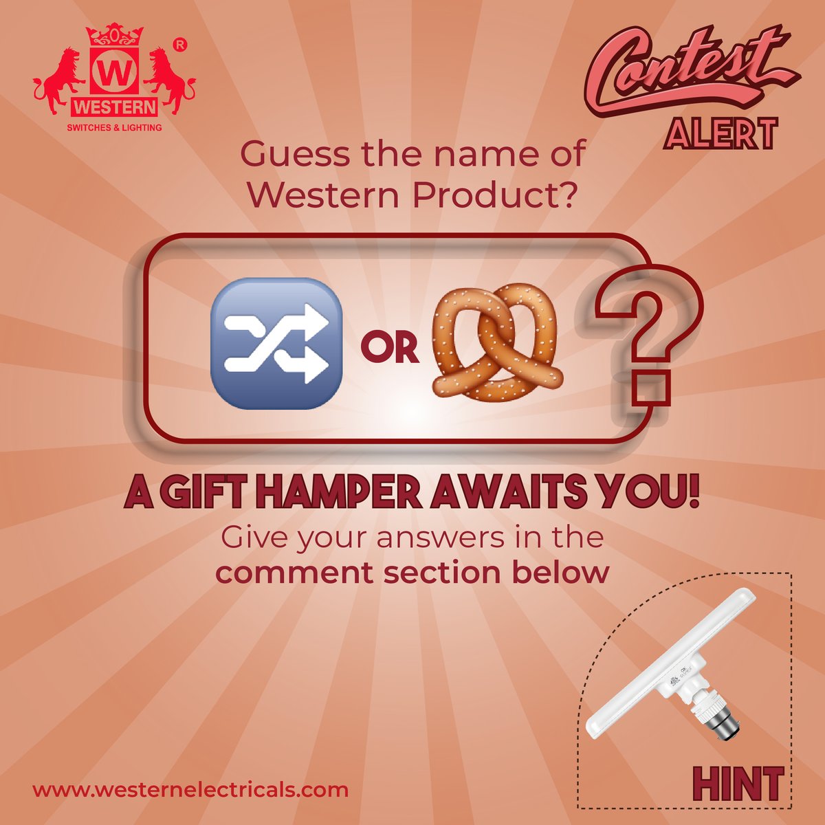 Question #5
Guess the Name of the Western Product?
1. Follow @WesternEleInfo
2. Answer the Quiz Question
3. Like & Retweet the post
4. Tag 5 of your friends and ask them to follow
@WesternEleInfo
Winners will be chosen randomly
#WesternElectricals #ContestAlert #Contest https://t.co/7hfjDFL7lZ
