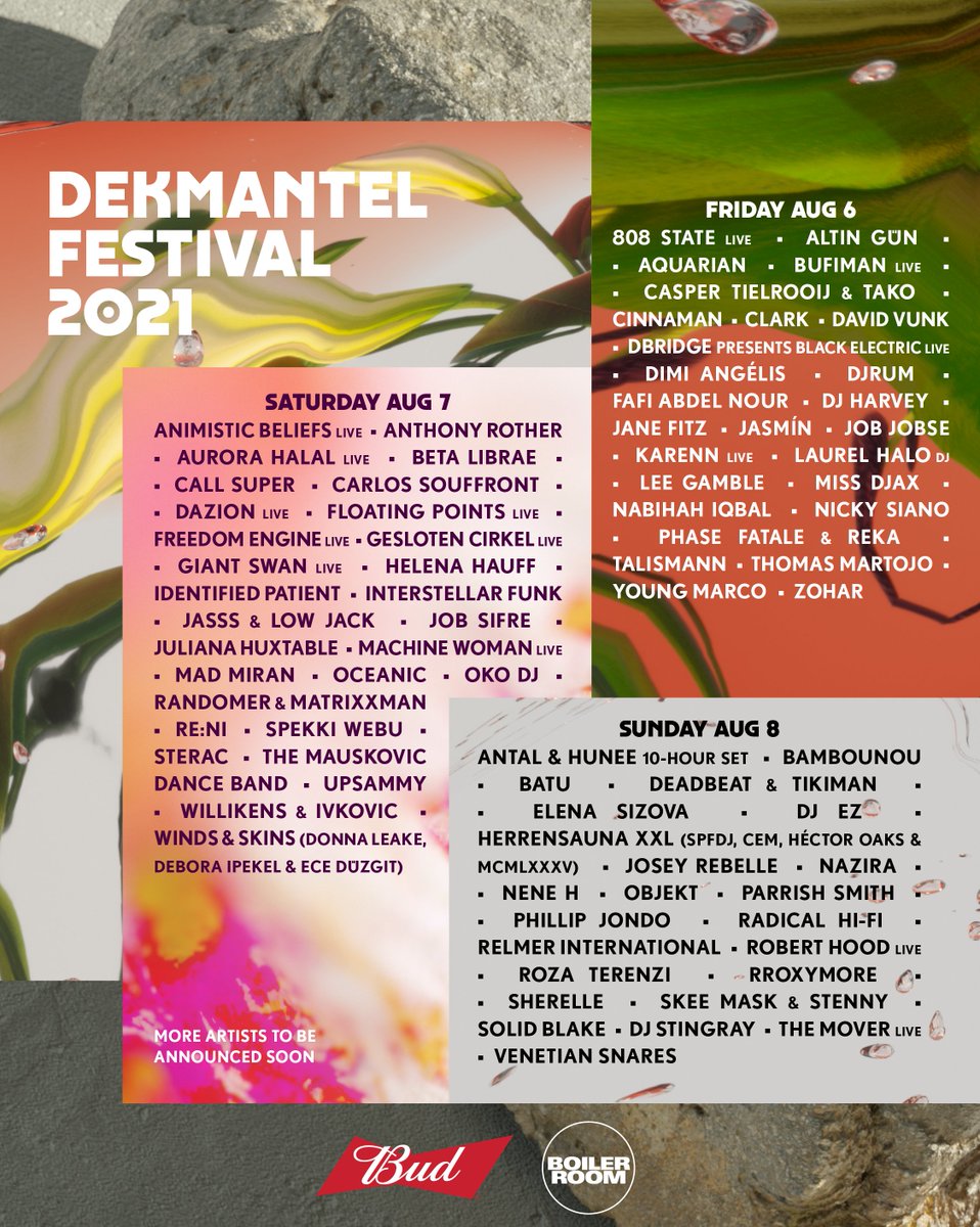 This is #Dekmantel21's program grouped by day!

Pre-registration tickets are moving with great pace btw.... Saturday is already sold out. Act fast if you're keen 🏃🏽‍♂️