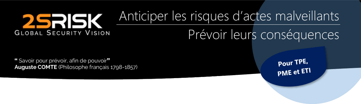 Du nouveau chez 2S RISK. La formation en 3 jours sur la gestion des risques et des conséquences d'actes malveillants 2srisk.fr/expertises2sri…
#risques #sûreté #formation_sûreté #2srisk