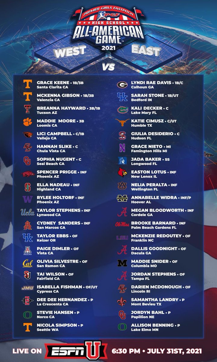 Congratulations to the following players from Georgia Impact Premier - Patrick Lewis for being selected to the PGF High School All American Game. #makeanimpact 
Cali Decker - University of Florida
McKenzie Redoutey - LSU
Dallis Goodnight - University of Alabama