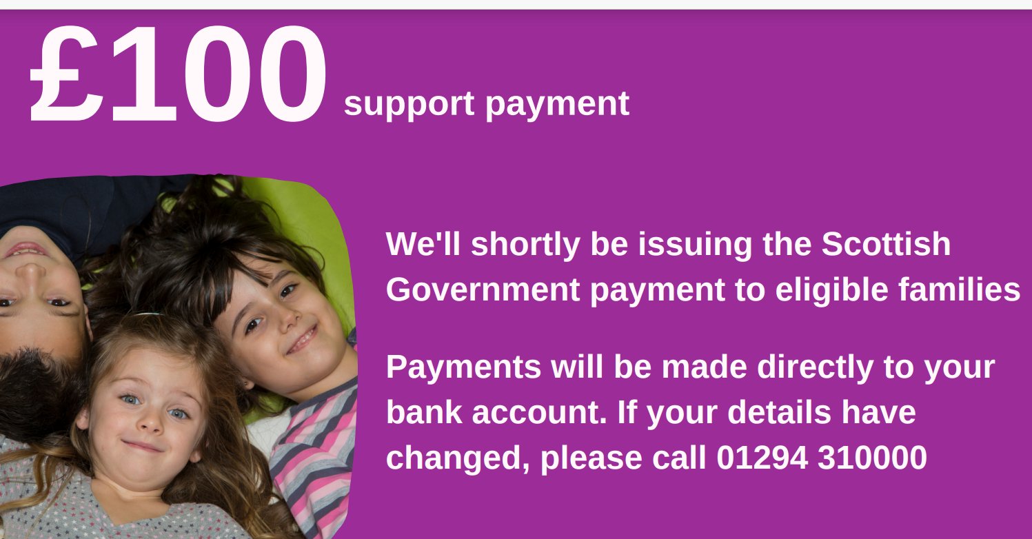 North Ayrshire Council on Twitter "The summer hardship payment of £100