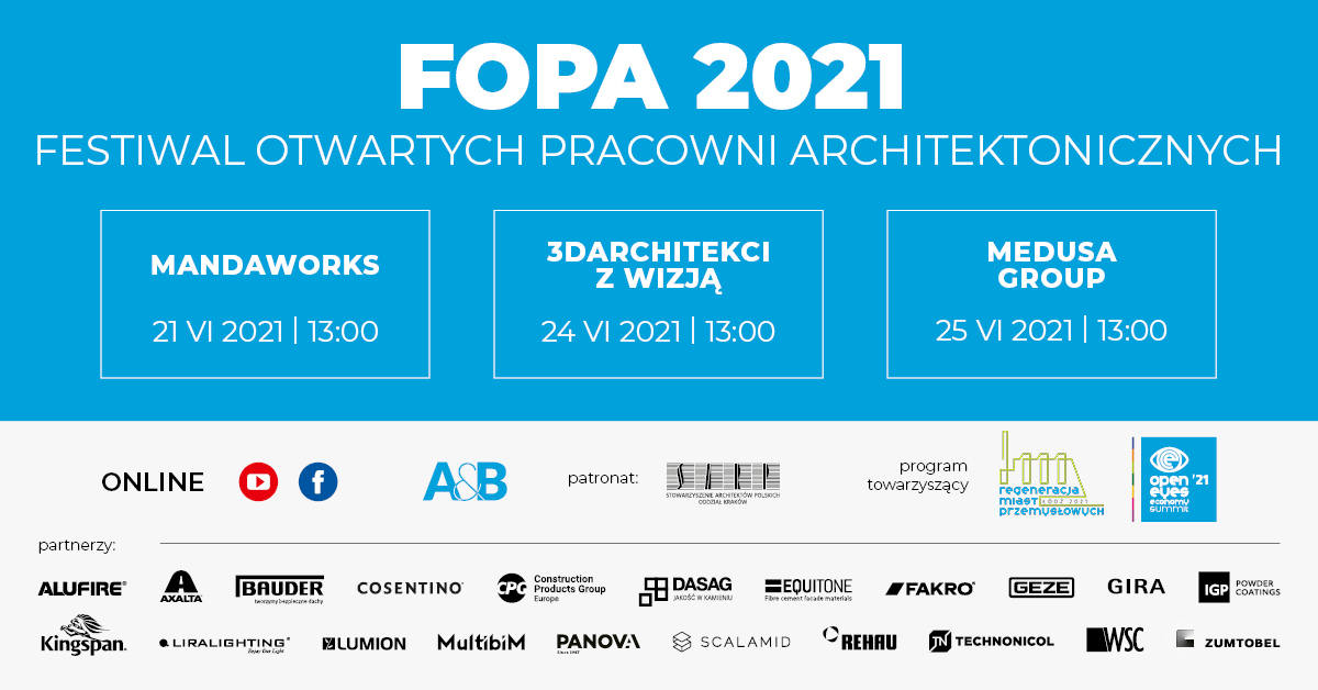 KatowiceSarp's tweet photo. Serdecznie zapraszamy na wiosenną edycję FESTIWALU OTWARTYCH PRACOWNI ARCHITEKTONICZNYCH (FOPA) 21-25 czerwca 2021, który jest wydarzeniem towarzyszącym Międzynarodowego Kongresu Regeneracja Miast Przemysłowych!
Więcej informacji pod linkiem:  https://t.co/LSDSQNKJkm https://t.co/AVlLA1l63v