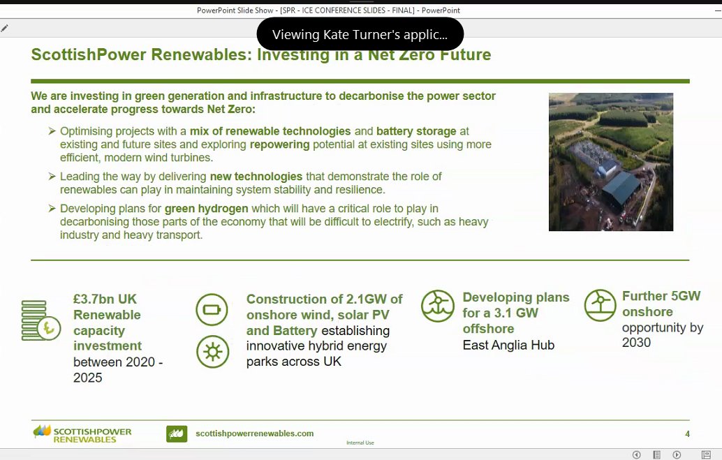 ICEScotland's tweet photo. Kate Turner tells #engineeringclimate conference about the work @SPRenewables is doing to achieve #netzero #whatareYOUgoingtodo https://t.co/UENC7VYiVy