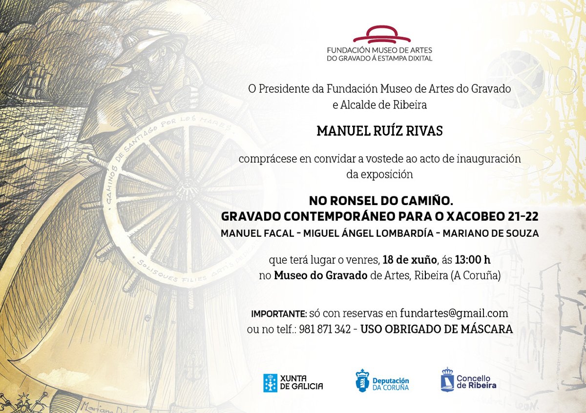 Este venres, 18 de xuño, ás 13.00 h inauguramos "No ronsel do Camiño. Gravado contemporáneo para o Xacobeo 21-22