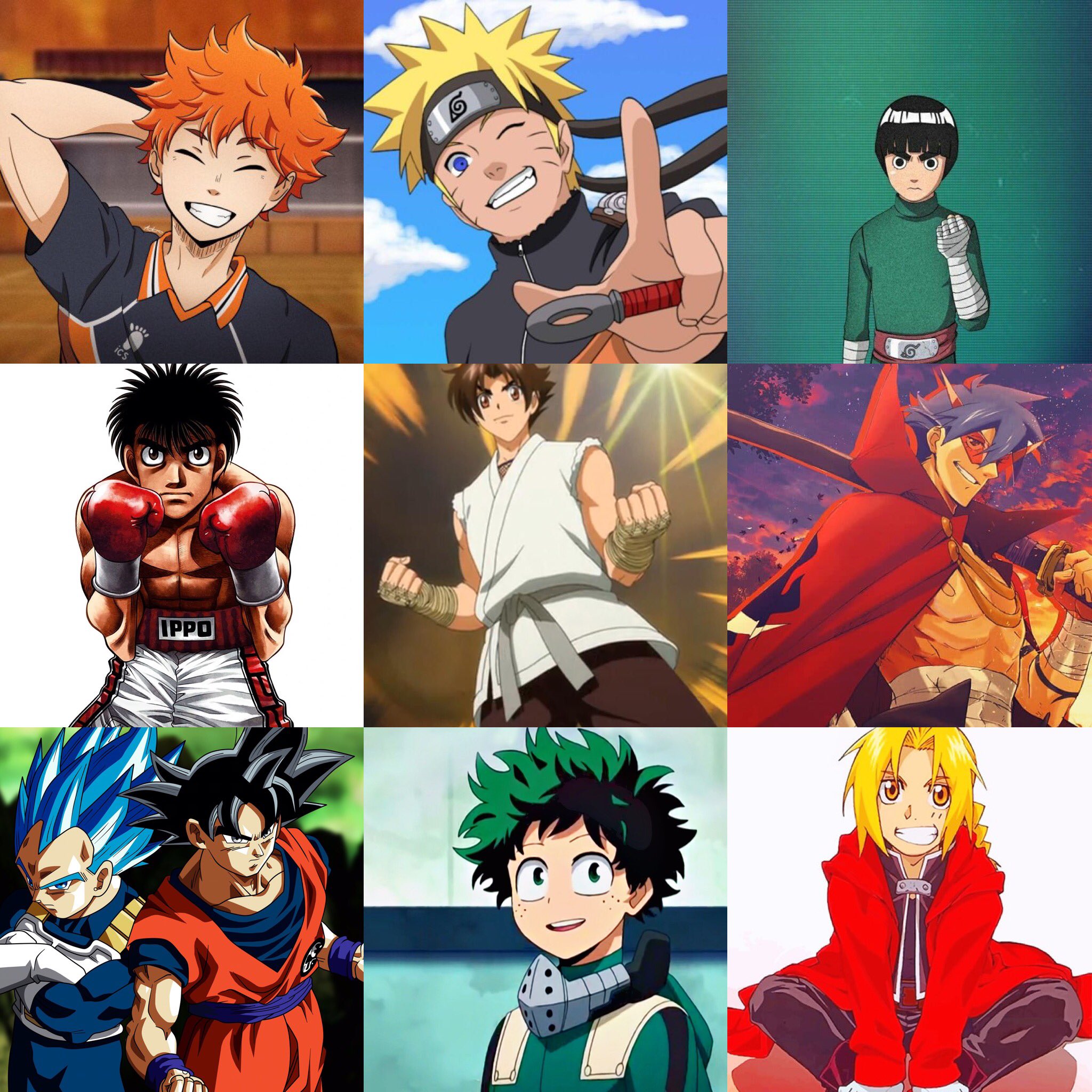 IG: @ theycallmenatsu в Twitter: „Most inspirational male anime characters you could from #haikyuu #NARUTO #BORUTO #hajimenoippo #kenichi #gurrenlagann #DragonBallSuper #MyHeroAcademia #FullmetalAlchemistBrotherhood #anime #animation #AniList #Anitwt ... IG: @ theycallmenatsu в Twitter: „Most inspirational male anime characters you could from #haikyuu #NARUTO #BORUTO #hajimenoippo #kenichi #gurrenlagann #DragonBallSuper #MyHeroAcademia #FullmetalAlchemistBrotherhood #anime #animation #AniList #Anitwt ...