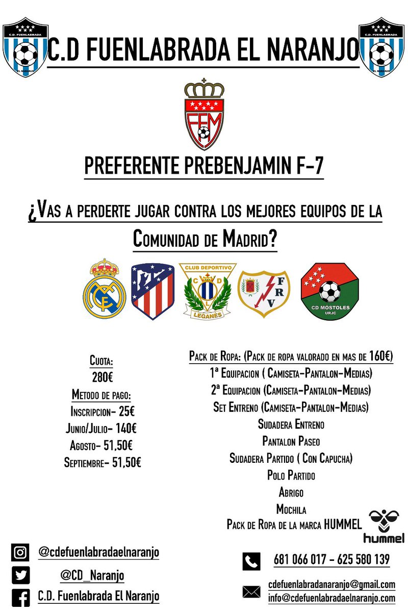 CD_Naranjo's tweet photo. ¿Eres Prebenjamin y quieres jugar en Preferente el año que viene?

APÚNTATE CON NOSOTROS. https://t.co/9rLOatM28J